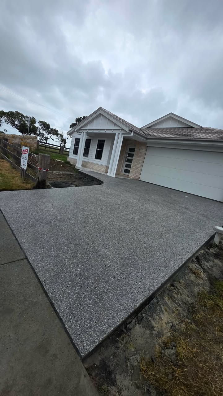 Concrete driveway at a newly built home on the Central Coast